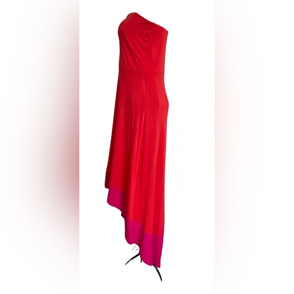 The Limited Petite Strapless High-Low Dress Red & Magenta Colorblock Size M - Picture 2 of 10
